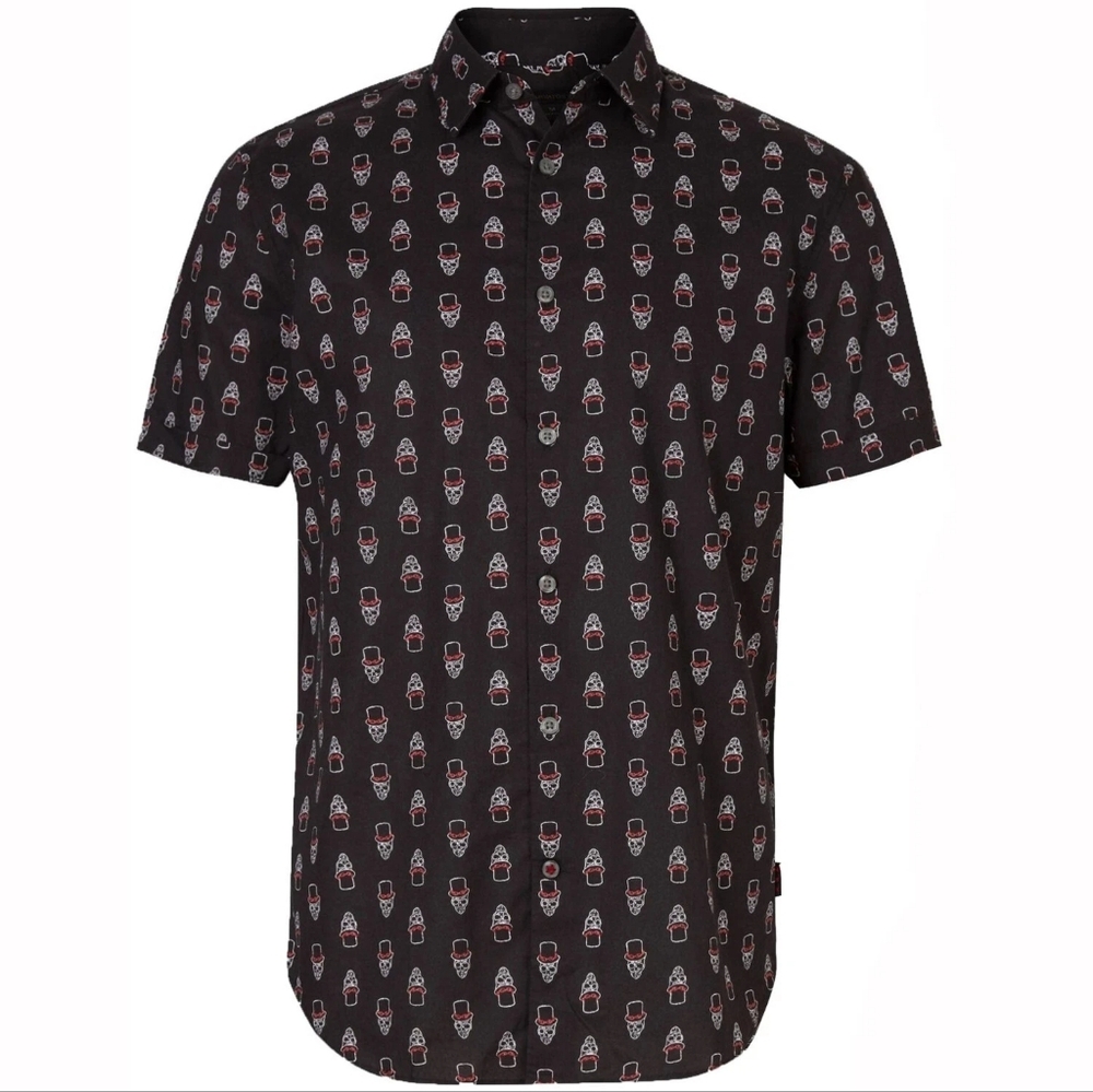 John Varvatos Short Sleeve Scull With Top hat Shirt